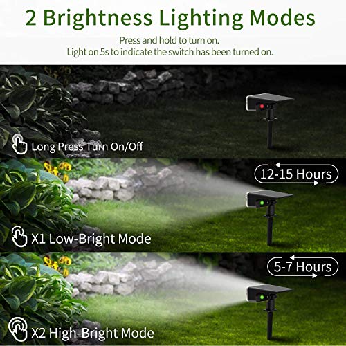 Punoge Luces Solares para Exterior 24 LED Jardin Focos Impermeable IP67 Recargable , 2 Modelos Ajustable Lámparas Paisaje para Patio, Calzada, Piscina y Camping - Blanco Frío (2 Piezas)
