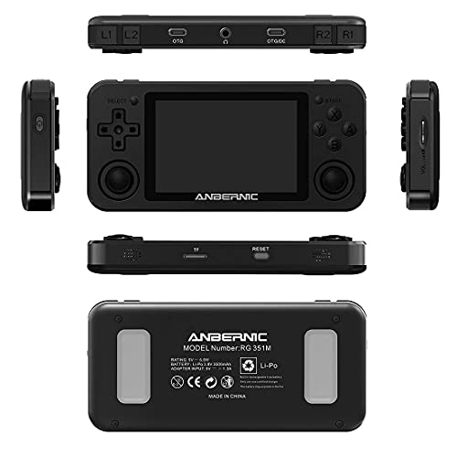 QIXIAOCYB RG351M Consola de Juegos de Mano Retro con 6 4GB TF Tarjeta 2500 Juegos Abiertos Sourt Sistema Linux Sistema DE ALIMIENTE ALOYA Consoles DE Pantalla Compatible con PSP / PS1 / N64 / NDS