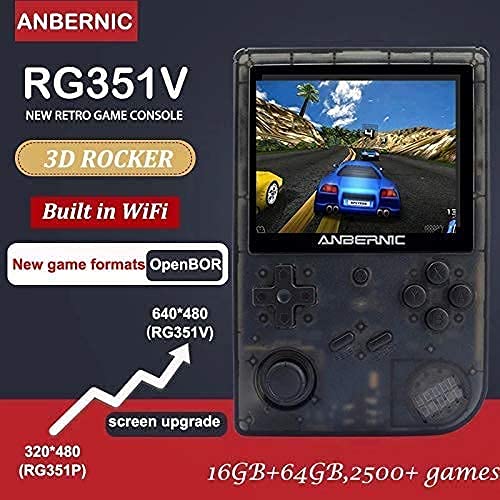 QIXIAOCYB RG351V Consola de juegos de mano WIFI Consola de juego retro con 6 4G TF Tarjeta 2500 juegos Open Source Linux System Console Portable Game Console compatible con PSP / PS1 / NDS Consola ret