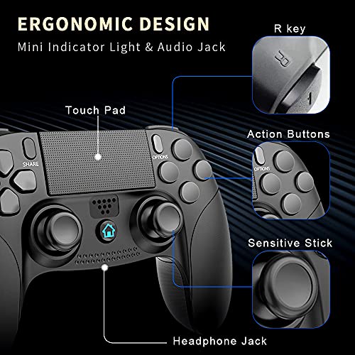 QULLO Mando para PS-4, Inalámbrico Bluetooth Controlador con Panel Táctil y Sensor giroscópico de 6 Ejes, Remoto Gamepad Joystick Dual Shock Juego Controller para PS-4/Pro/Slim
