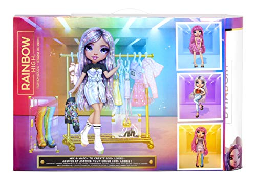 Rainbow Surprise High Fashion Studio - Muñeca Exclusiva con Ropa, Accesorios y 2 Pelucas Brillantes, Crea más de 300 looks