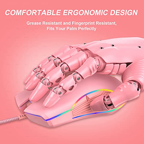 Ratón RGB para Juegos con Cable, 4 Niveles, Ratones para Juegos de PC Ajustables, 7 Teclas dpi Ergonomía Cómodo Mouse para Juegos, Adecuado para Computadoras Portátiles, PC