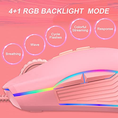 Ratón RGB para Juegos con Cable, 4 Niveles, Ratones para Juegos de PC Ajustables, 7 Teclas dpi Ergonomía Cómodo Mouse para Juegos, Adecuado para Computadoras Portátiles, PC