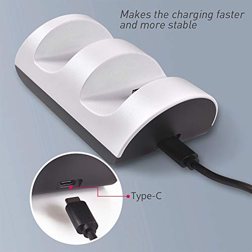 Ravol Estación de carga de controlador PS 5, estación de carga para mando Playstation 5, muelle de carga rápida con indicador LED (controladores no incluidos)