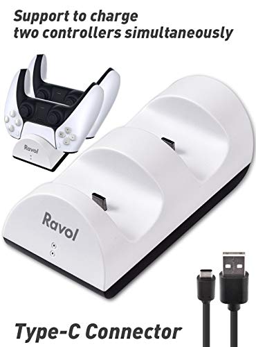 Ravol Estación de carga de controlador PS 5, estación de carga para mando Playstation 5, muelle de carga rápida con indicador LED (controladores no incluidos)