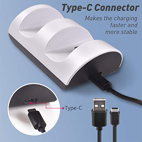 Ravol Estación de carga de controlador PS 5, estación de carga para mando Playstation 5, muelle de carga rápida con indicador LED (controladores no incluidos)