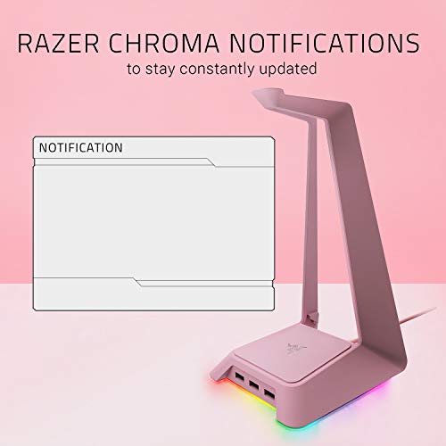 Razer Base Station Chroma Quartz - Soporte para Auriculares (Iluminación Chroma RGB, 3 Puertos Usb 3.0, Base de Goma Antideslizante, Diseñado para Auriculares para Juegos)