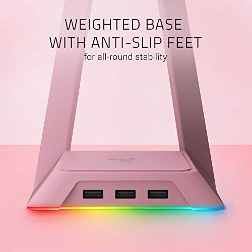 Razer Base Station Chroma Quartz - Soporte para Auriculares (Iluminación Chroma RGB, 3 Puertos Usb 3.0, Base de Goma Antideslizante, Diseñado para Auriculares para Juegos)
