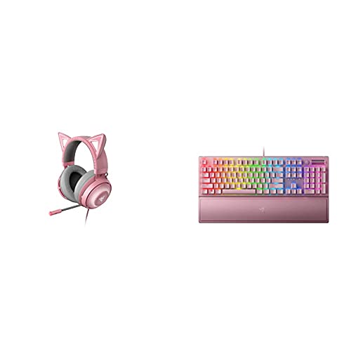 Razer Kraken Kitty - Auriculares para Juegos + Blackwidow V3 Quartz - Teclado Mecánico para Juegos Premium