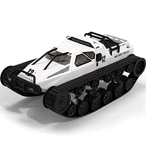 RC Cars 1/12 Scale High-Speed Off-Road Remote Control Tank Car Electric 4WD All-Terrain 30° Climbing RC Tank Steam Spray 360°Rotating Drift RC Vehicle Gifts for Children and Adults (White Regular