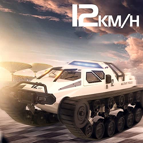RC Cars 1/12 Scale High-Speed Off-Road Remote Control Tank Car Electric 4WD All-Terrain 30° Climbing RC Tank Steam Spray 360°Rotating Drift RC Vehicle Gifts for Children and Adults (White Spray Vers