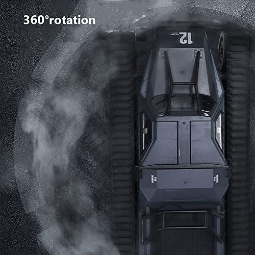 RC Cars 1/12 Scale High-Speed Off-Road Remote Control Tank Car Electric 4WD All-Terrain 30° Climbing RC Tank Steam Spray 360°Rotating Drift RC Vehicle Gifts for Children and Adults