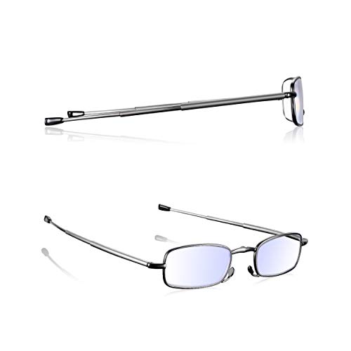 Read Optics Pocket Sized Folding Reading Glasses 1.5, Mens Womens Blue Blocker Glasses for Screens, Computers & Gaming, with Protective Black Case