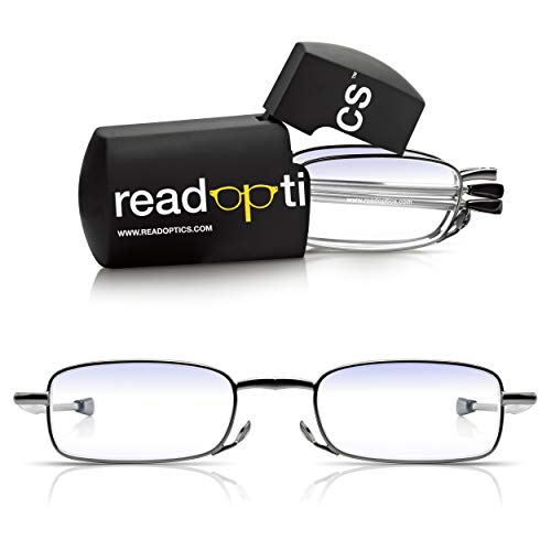 Read Optics Pocket Sized Folding Reading Glasses 1.5, Mens Womens Blue Blocker Glasses for Screens, Computers & Gaming, with Protective Black Case