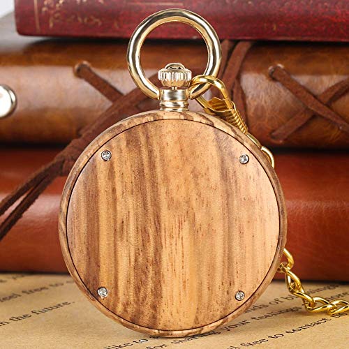 Reloj De Bolsillo con Cadena  Reloj De Bolsillo De Cuarzo Clásico para Mujer, Relojes con Colgante De Cadena De Moda para Hombres, Reloj De Bolsillo De Madera Premium para Niños, Steam