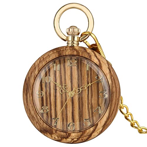 Reloj De Bolsillo con Cadena  Reloj De Bolsillo De Cuarzo Clásico para Mujer, Relojes con Colgante De Cadena De Moda para Hombres, Reloj De Bolsillo De Madera Premium para Niños, Steam