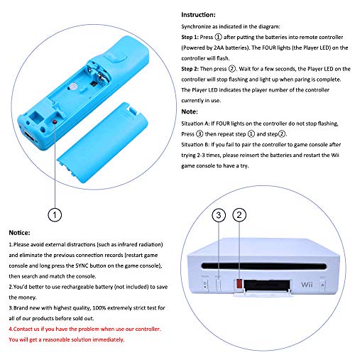 Remote Game Control, CooleedTEK Built-in Motion Plus Remote and Nunchuk Controller with Silicon Case for Nintendo Wii and Wii U (Blue)