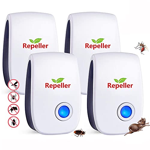 Repelente Ultrasónico de Plagas,Electrónico Repelente Mosquitos Insectos para Interiores Anti Cucarachas, Moscas,Mosquitos,Ratones,Arañas,100% Inofensivo para Mascotas y Humanos(No Tóxico)
