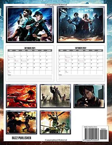 Resident Evil Calendar 2021-2022: 2022 Monthly Planner PLUS 3 Months Decoration For All Gamers