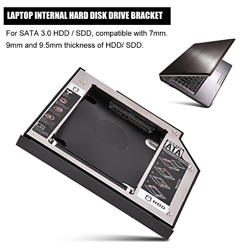 Richer-R Soporte de Disco Duro Caddy,Bahía de Disco Duro Universal para Laptops,SATA 3.0 HDD/SDD 7mm/9mm/9.5mm para Lenovo ThinkPad E550 / E550C / E555 / E560 / E565(Aleación de Aluminio)