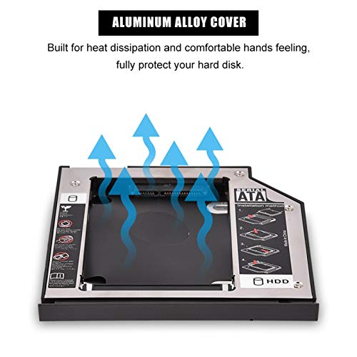 Richer-R Soporte de Disco Duro Caddy,Bahía de Disco Duro Universal para Laptops,SATA 3.0 HDD/SDD 7mm/9mm/9.5mm para Lenovo ThinkPad E550 / E550C / E555 / E560 / E565(Aleación de Aluminio)