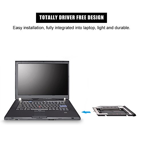 Richer-R Soporte de Disco Duro Caddy,Bahía de Disco Duro Universal para Laptops,SATA 3.0 HDD/SDD 7mm/9mm/9.5mm para Lenovo ThinkPad E550 / E550C / E555 / E560 / E565(Aleación de Aluminio)
