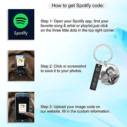 Rolaonly Mujer Llavero con Spotify Code Nombre Foto Calendario Metal Personalizado Regalo para Cumpleaños Aniversario día de Navidad Pareja