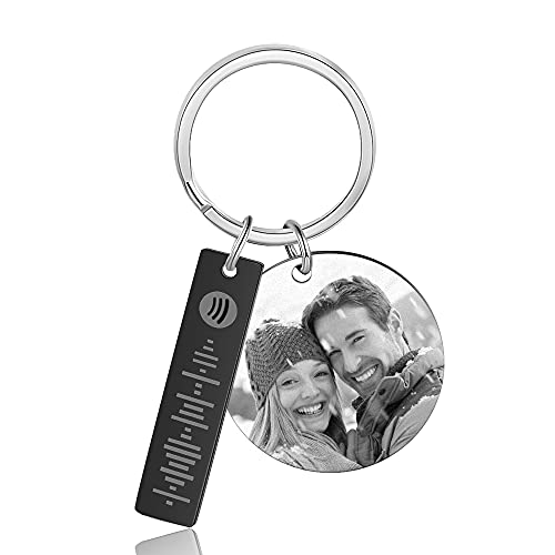 Rolaonly Mujer Llavero con Spotify Code Nombre Foto Calendario Metal Personalizado Regalo para Cumpleaños Aniversario día de Navidad Pareja