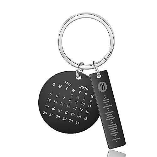 Rolaonly Mujer Llavero con Spotify Code Nombre Foto Calendario Metal Personalizado Regalo para Cumpleaños Aniversario día de Navidad Pareja