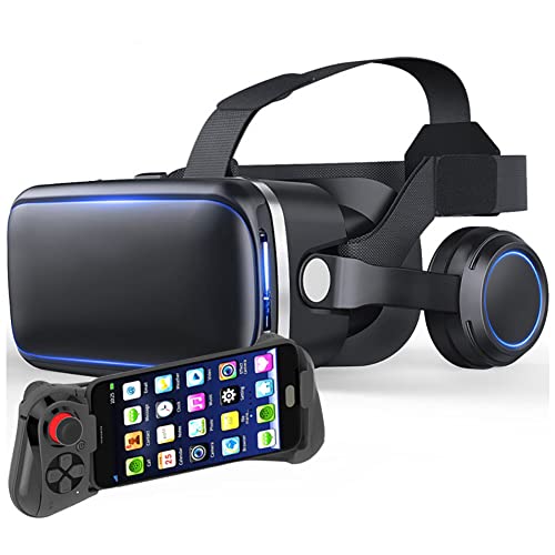 RSGK Gafas VR, Gafas VR 3D Adecuadas para televisión, películas y Videojuegos, Auriculares VR con Control Remoto, Compatible con teléfonos móviles de 4.5-6.0 Pulgadas
