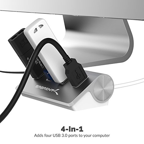 Sabrent Hub USB 3.0 Aluminio de 4 Puertos Premium (Cable de 30") para iMac, MacBook, MacBook Pro, MacBook Air, Mac Mini o Cualquier PC [Plata] (HB-MAC3)