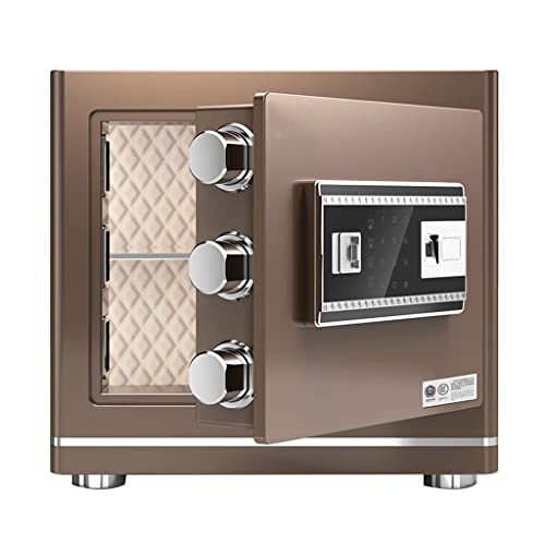 Safes Digital Pin Code Biometric Fingerprint Access with Emergency Override Key Home Money Document Book Value Key Box Home Improvement (Color : Brown Size : 383035 cm)