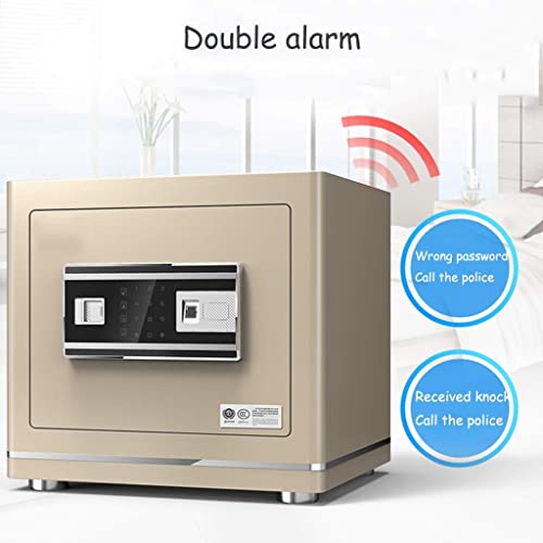 Safes Digital Pin Code Biometric Fingerprint Access with Emergency Override Key Home Money Document Book Value Key Box Home Improvement (Color : Brown Size : 383035 cm)