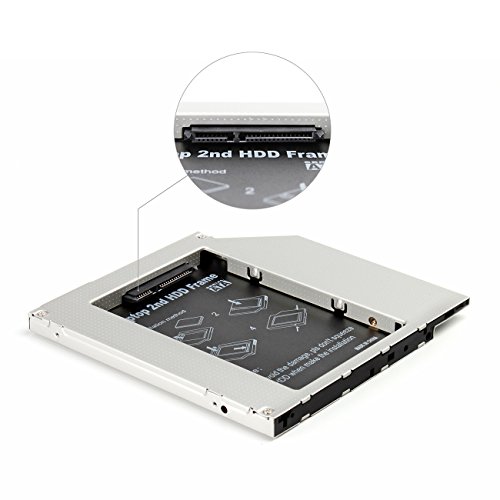 SALCAR Universal 2nd SSD ODD Adaptador Bahía de Disco Duro 2,5" SATA HDD/SSD 9,0mm(2.HDD Hard Drive Caddy