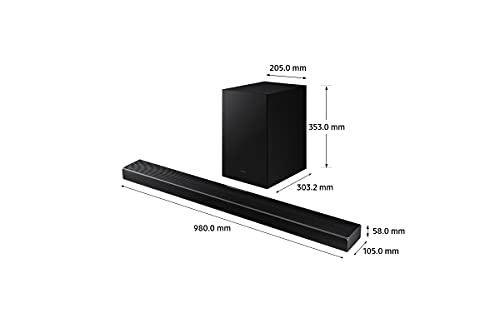 Samsung Barra de Sonido HW-Q600A - Dolby Atmos y DTS:X, 3.2.1 Canales, Q-Symphony, Tap Sound, Modo Juego Pro, Conexión Bluetooth Múltiple, Acoustic Beam y Sonido Inteligente