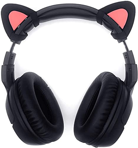 sciuU Kitty Ears para Auriculares, Orejas de Silicona de Gato Decoración Linda, Compatible con Headset HypreX Cloud/Cloud II/Cloud Flight etc, instalación con Correas de Fijación Ajustables, Negro