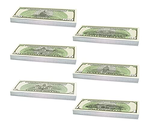 SCRATCHLOVER.COM Scratch Cash Mini Bundle Dólares para jugar (Tamaño real) 150 billetes – 6 mazos de 25 x $ 1, 2, 10, 20, 50, 100.