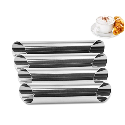 Sdkmah9 Paquete de 12 tubos de acero inoxidable con forma de cannoli, molde de rollo crema, revestimiento antiadherente, forma diagonal, 12,7 cm