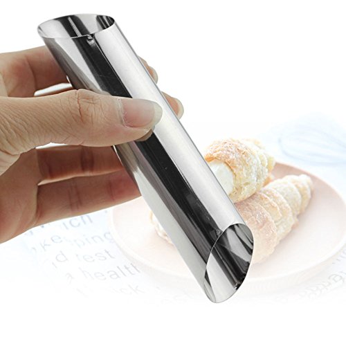 Sdkmah9 Paquete de 12 tubos de acero inoxidable con forma de cannoli, molde de rollo crema, revestimiento antiadherente, forma diagonal, 12,7 cm