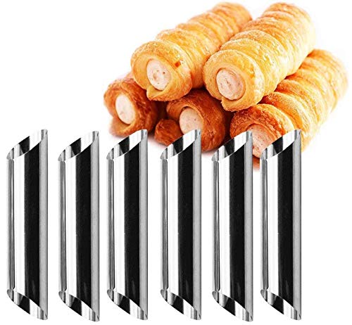 Sdkmah9 Paquete de 12 tubos de acero inoxidable con forma de cannoli, molde de rollo crema, revestimiento antiadherente, forma diagonal, 12,7 cm