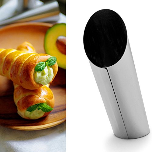 Sdkmah9 Paquete de 12 tubos de acero inoxidable con forma de cannoli, molde de rollo crema, revestimiento antiadherente, forma diagonal, 12,7 cm
