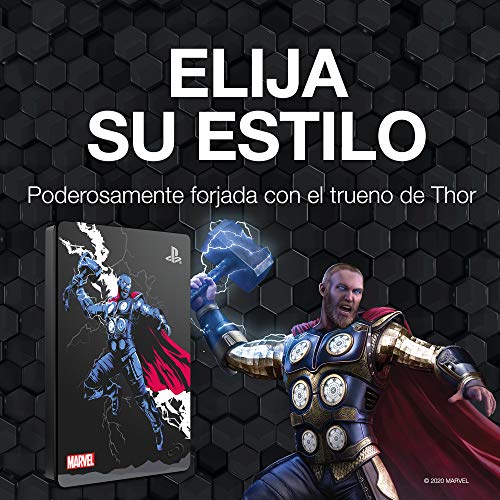 Seagate Game Drive para PS4 2 TB, Disco Duro portátil Externo HDD: USB 3.0, Avengers Special Edition – Thor, compatible con PS4 y PS5 (STGD2000205)