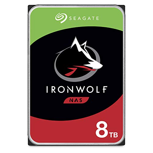 Seagate IronWolf, 8TB, NAS, Disco duro interno, HDD, CMR 3,5" SATA 6 Gb/s, 7200 r.p.m., caché de 256 MB para almacenamiento conectado a red RAID (ST8000VN0022)