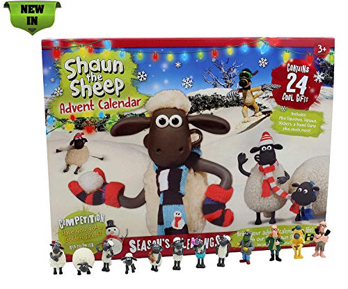 Shaun the Sheep Calendario de Adviento para Niños Wallace and Gromit Dibujos Animados Incluye Pegatinas Figuritas Rompecabezas Juego de Mesa