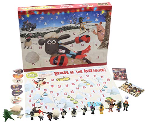 Shaun the Sheep Calendario de Adviento para Niños Wallace and Gromit Dibujos Animados Incluye Pegatinas Figuritas Rompecabezas Juego de Mesa