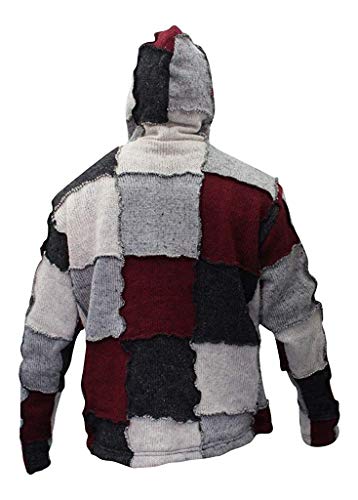 SHOPOHOLIC FASHION Hombre Invierno Parche Lana Hippie Chaqueta - Multicolor, X-Large