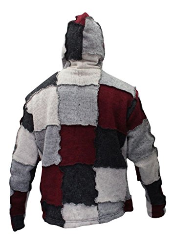 SHOPOHOLIC FASHION Hombre Invierno Parche Lana Hippie Chaqueta - Multicolor, X-Large