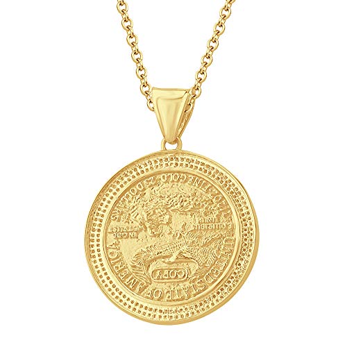 silvernshine joyas mitad oz 25 "American Dólares Moneda de" en ángulo de oro colgante de 45,72 cm cadena en 14 K oro amarillo más