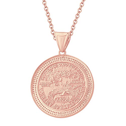 silvernshine joyas mitad oz 25 "American Dólares Moneda de" en ángulo de oro colgante de 45,72 cm cadena en 14 K oro rosa más