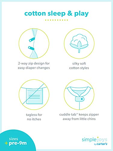 Simple Joys by Carter's 2-Pack Cotton Footed Sleep and Play para bebés y niños pequeños, Rosa, Elefante/Ballenas, 3-6 Meses, Pack de 2